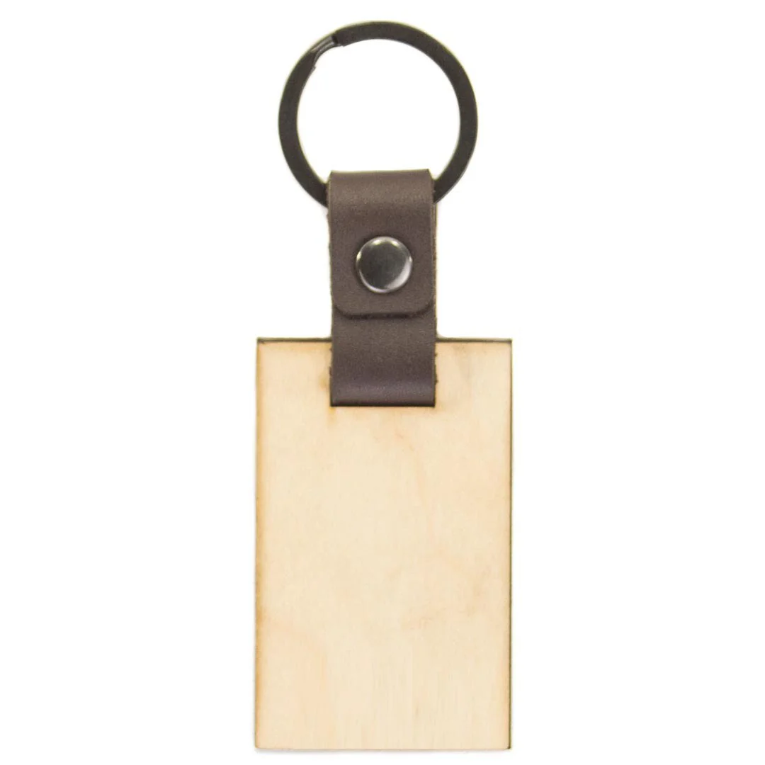 Blank Leather And Wood Keychain - Image 3