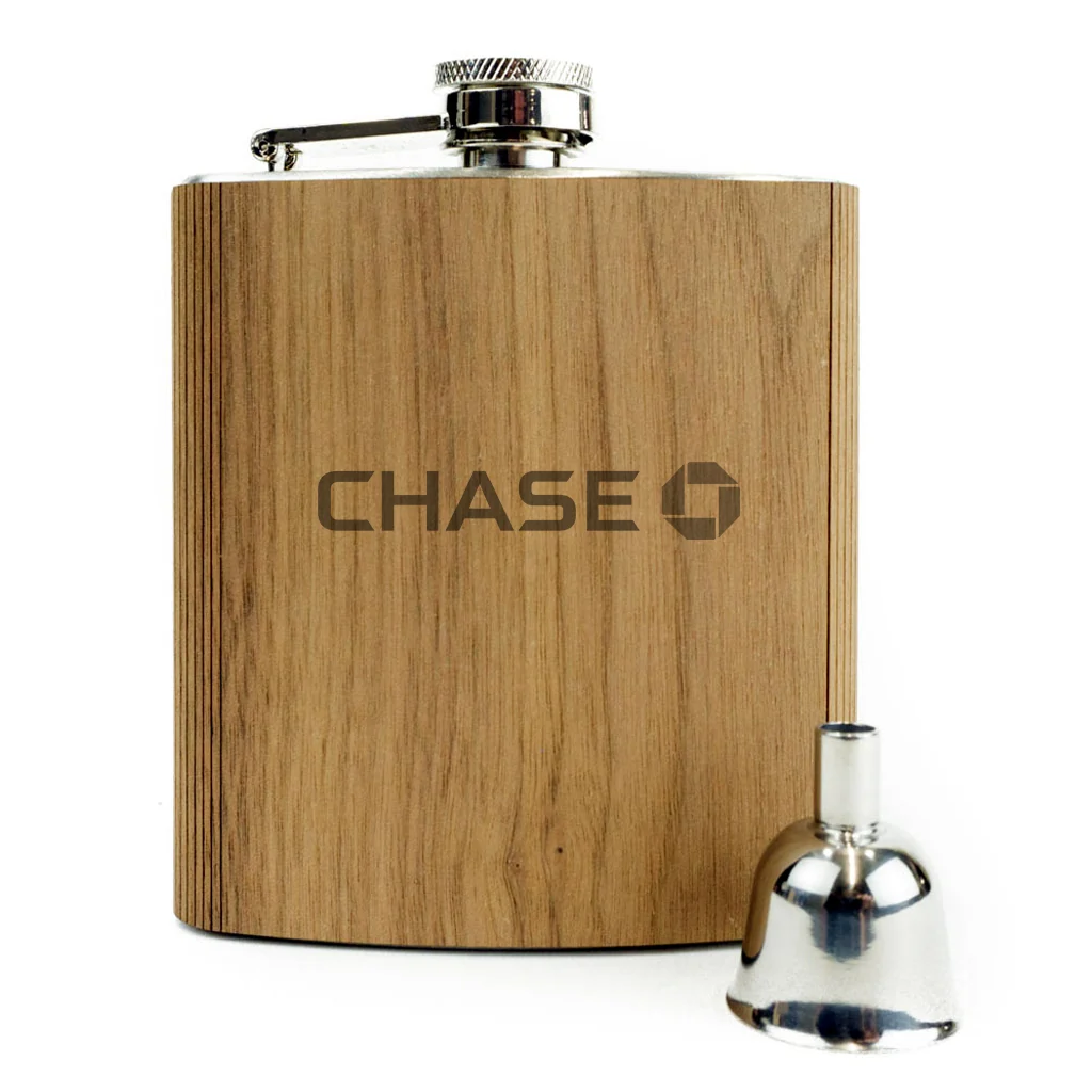Wood Custom Flask 6 oz. with Corporate Logo - Image 3